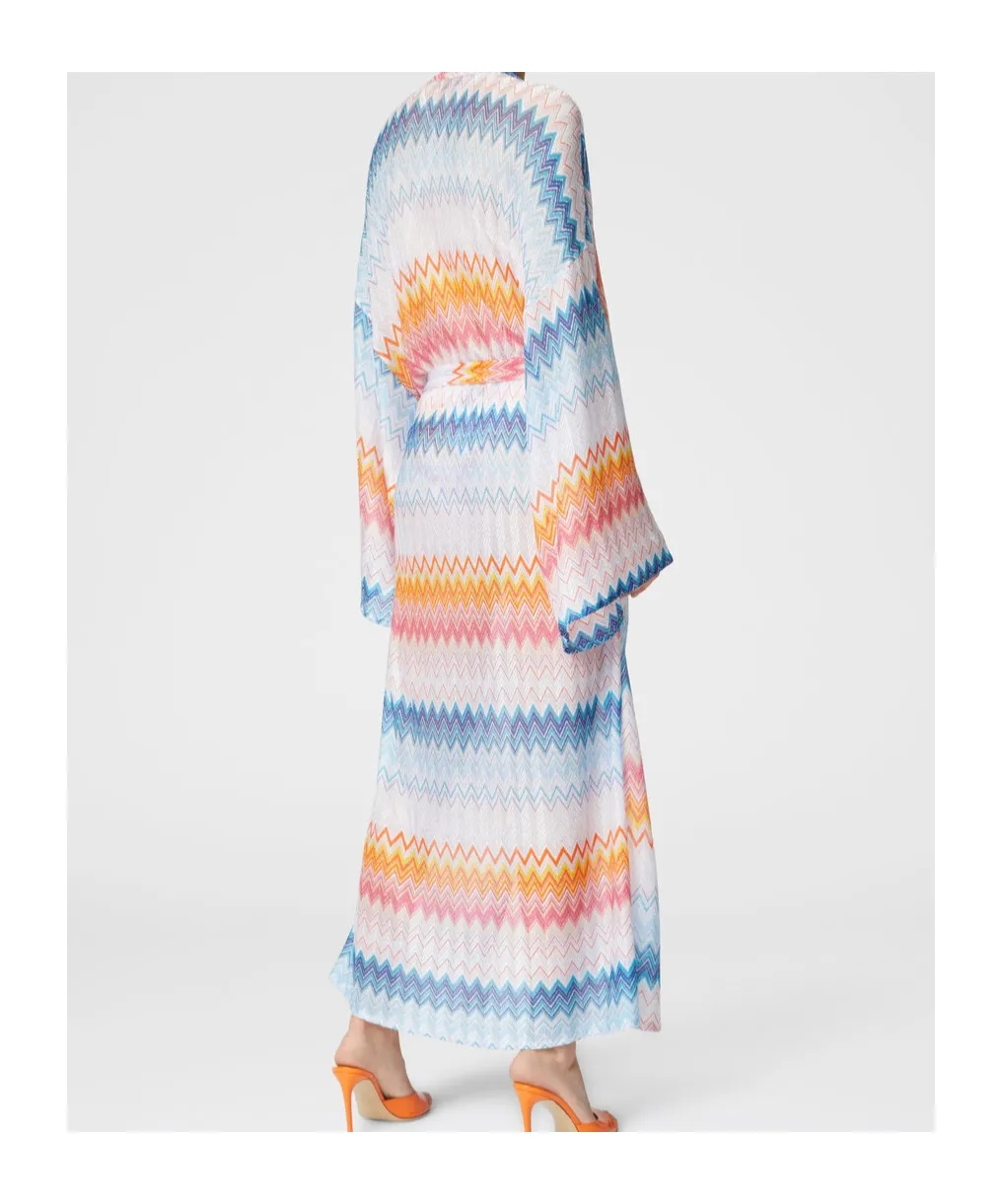 Zig-Zag Tied-Waist Long Dress