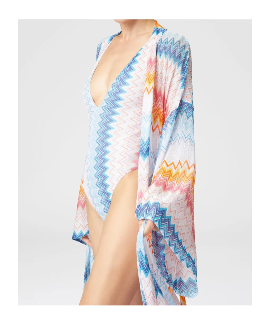 Zig-Zag Tied-Waist Long Dress