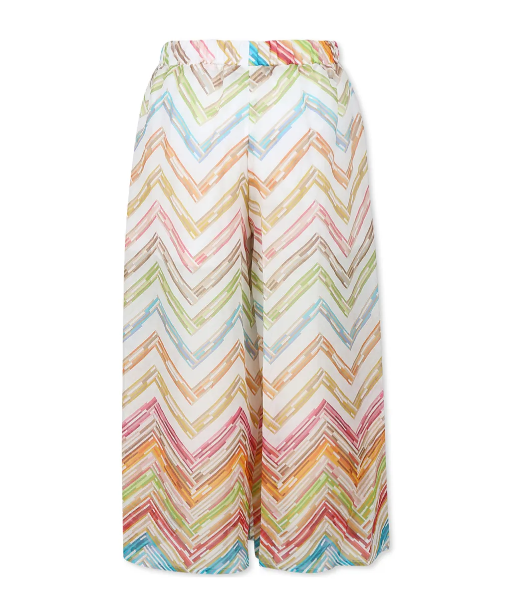 Zigzag-Print Layered Trousers