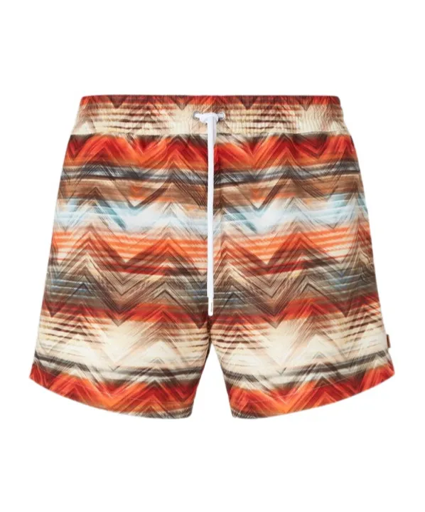 Zig Zag Printed Drawstring Swim Shorts