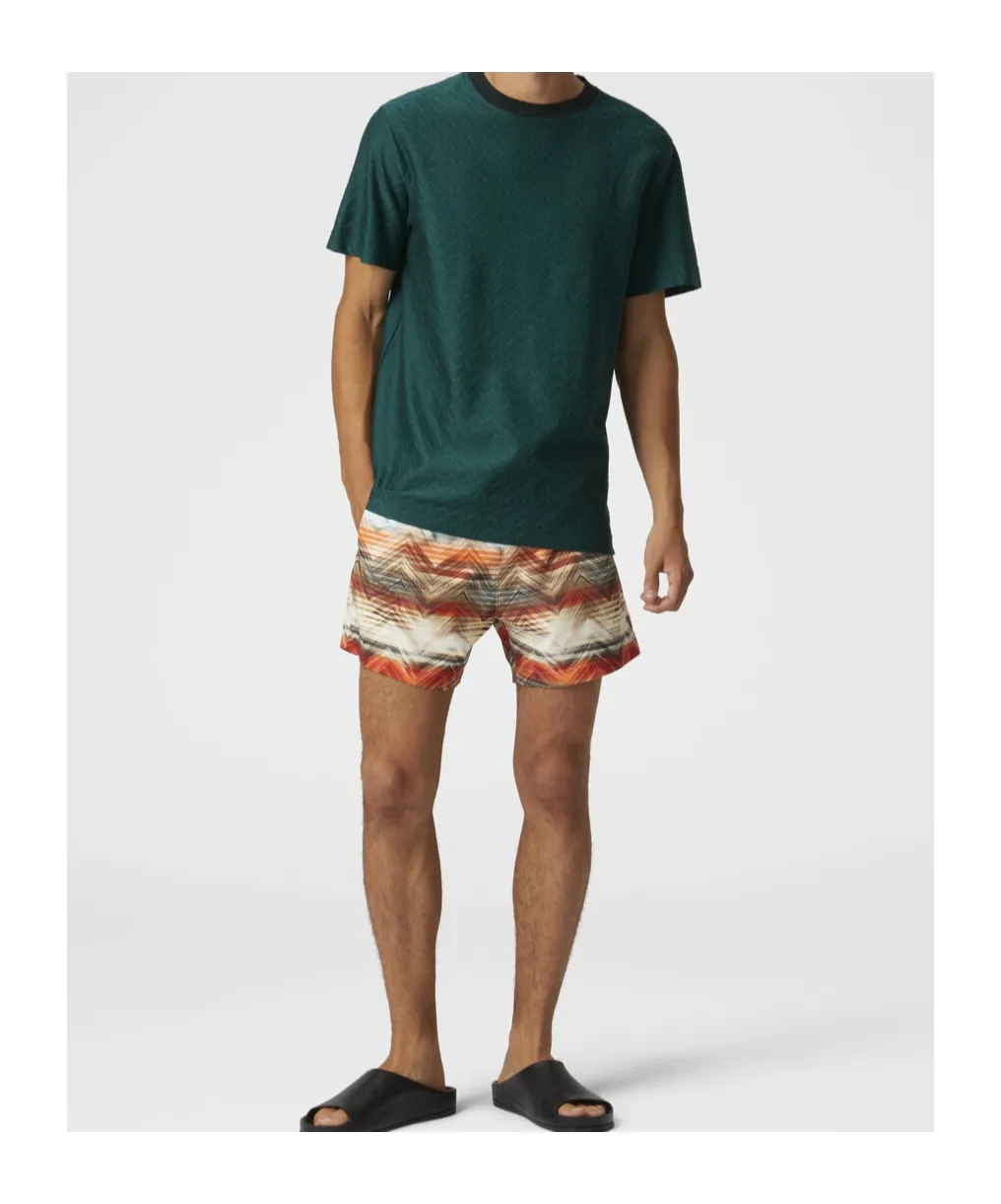 Zig Zag Printed Drawstring Swim Shorts