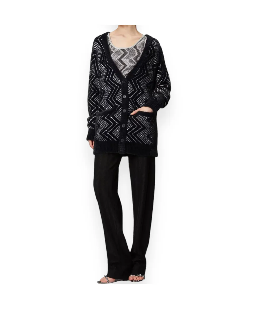Oversized Zig Zag Cardigan