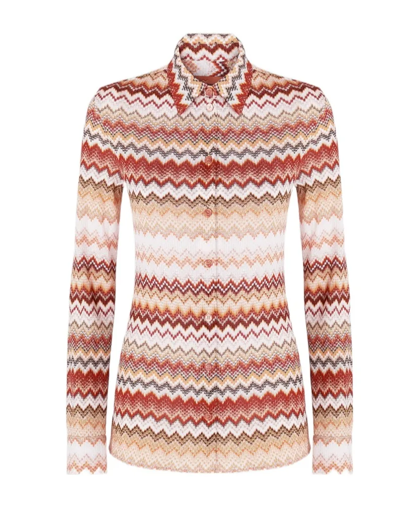 Zigzag-Pattern Lamé Shirt