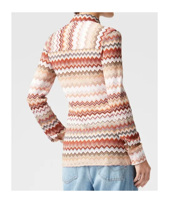 Zigzag-Pattern Lamé Shirt