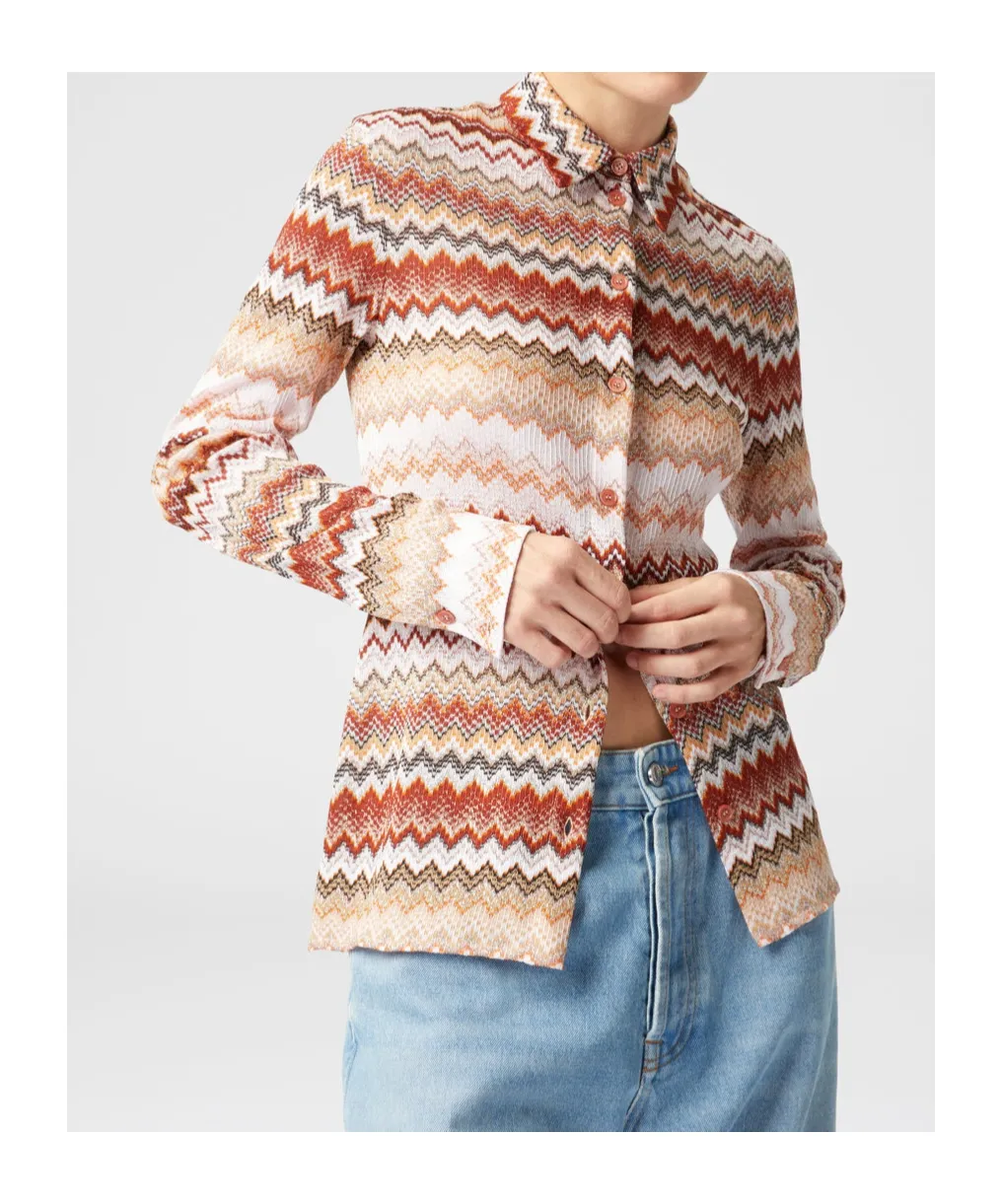 Zigzag-Pattern Lamé Shirt