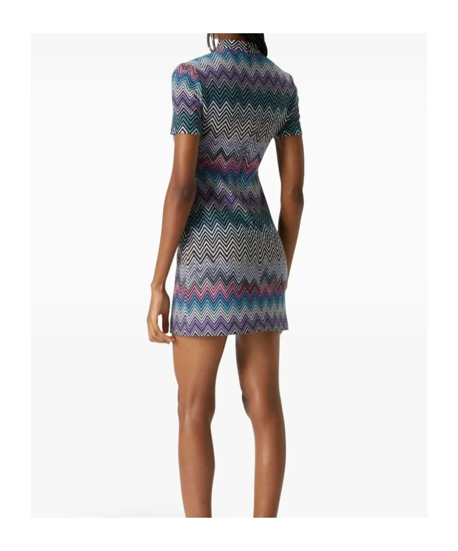 Zigzag Mock Neck Mini Dress