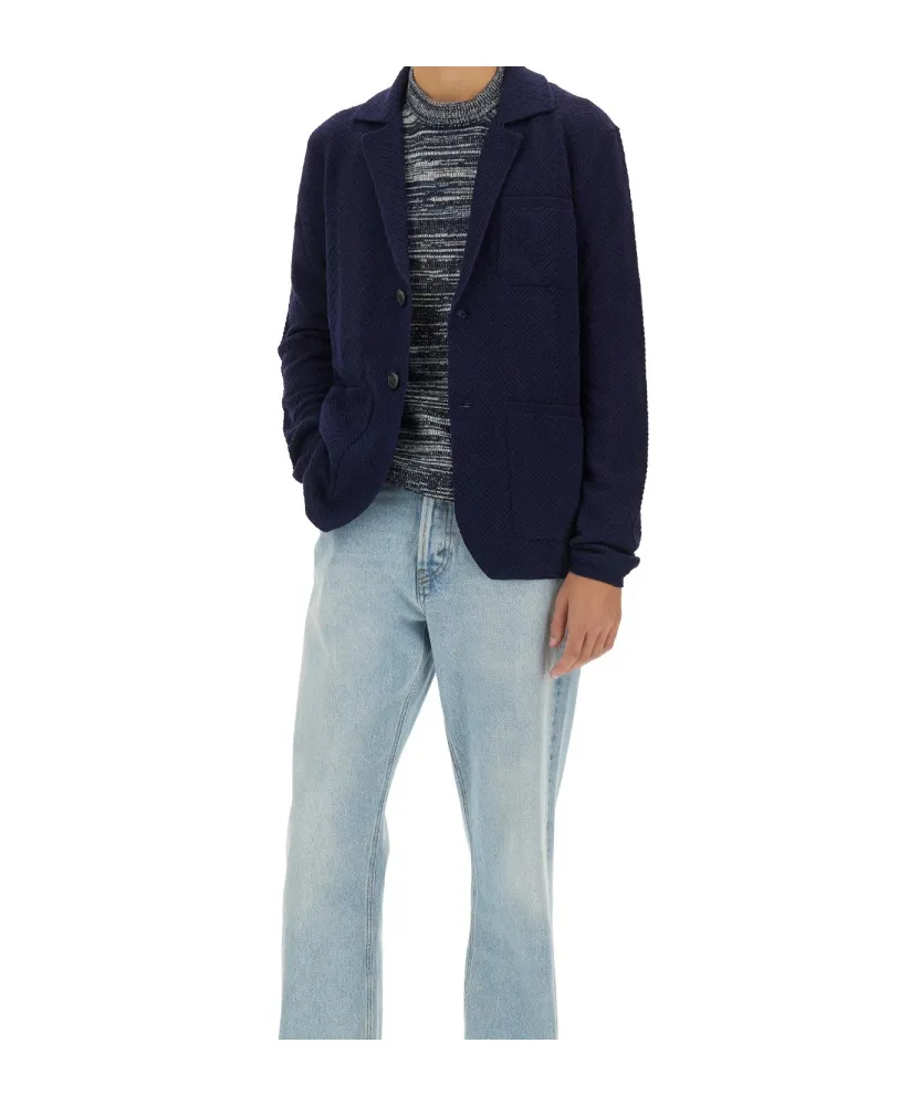 Intarsia-Knit Striped Crewneck Jumper