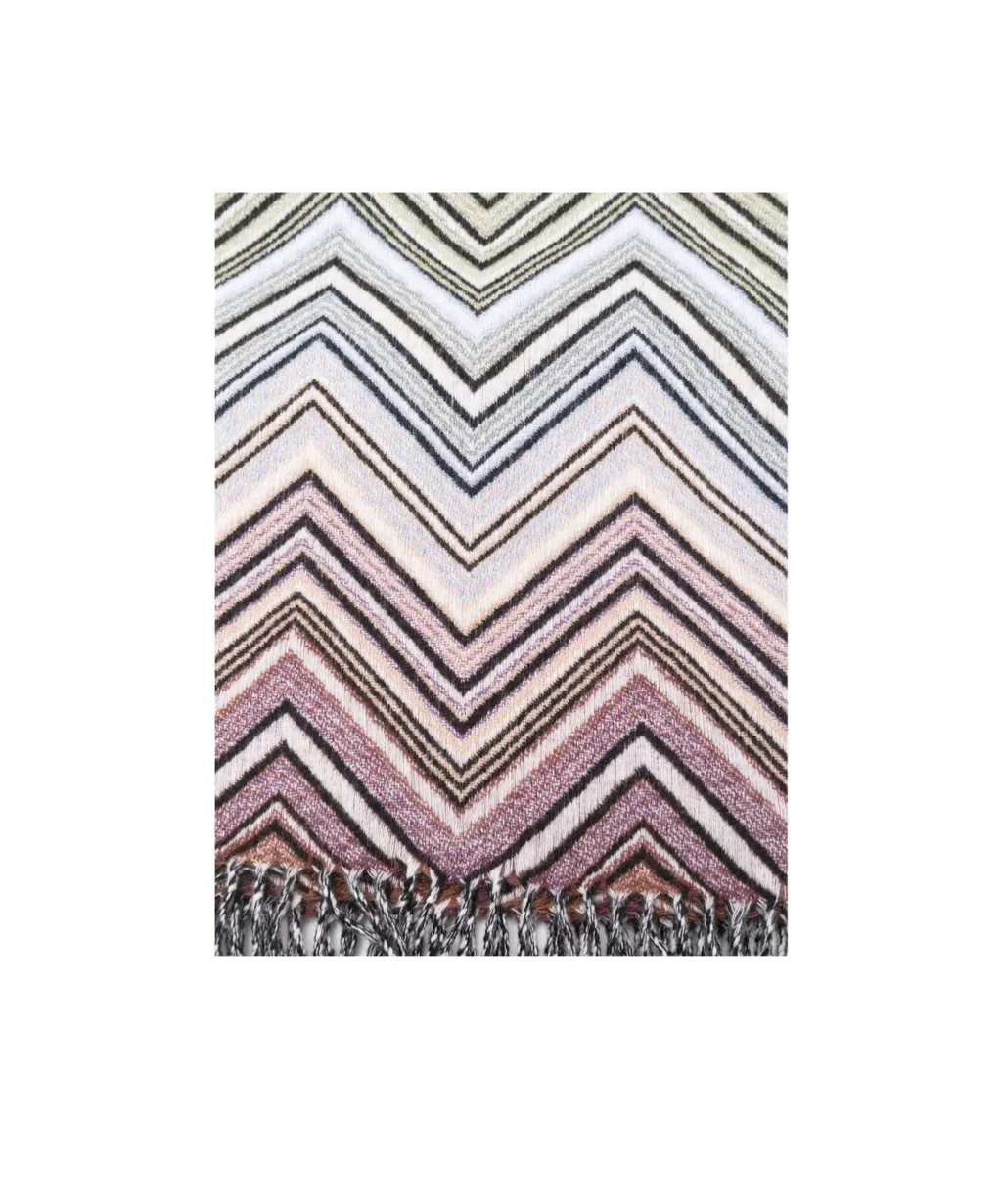 Zig-Zag Woven Fringed-Edge Throw