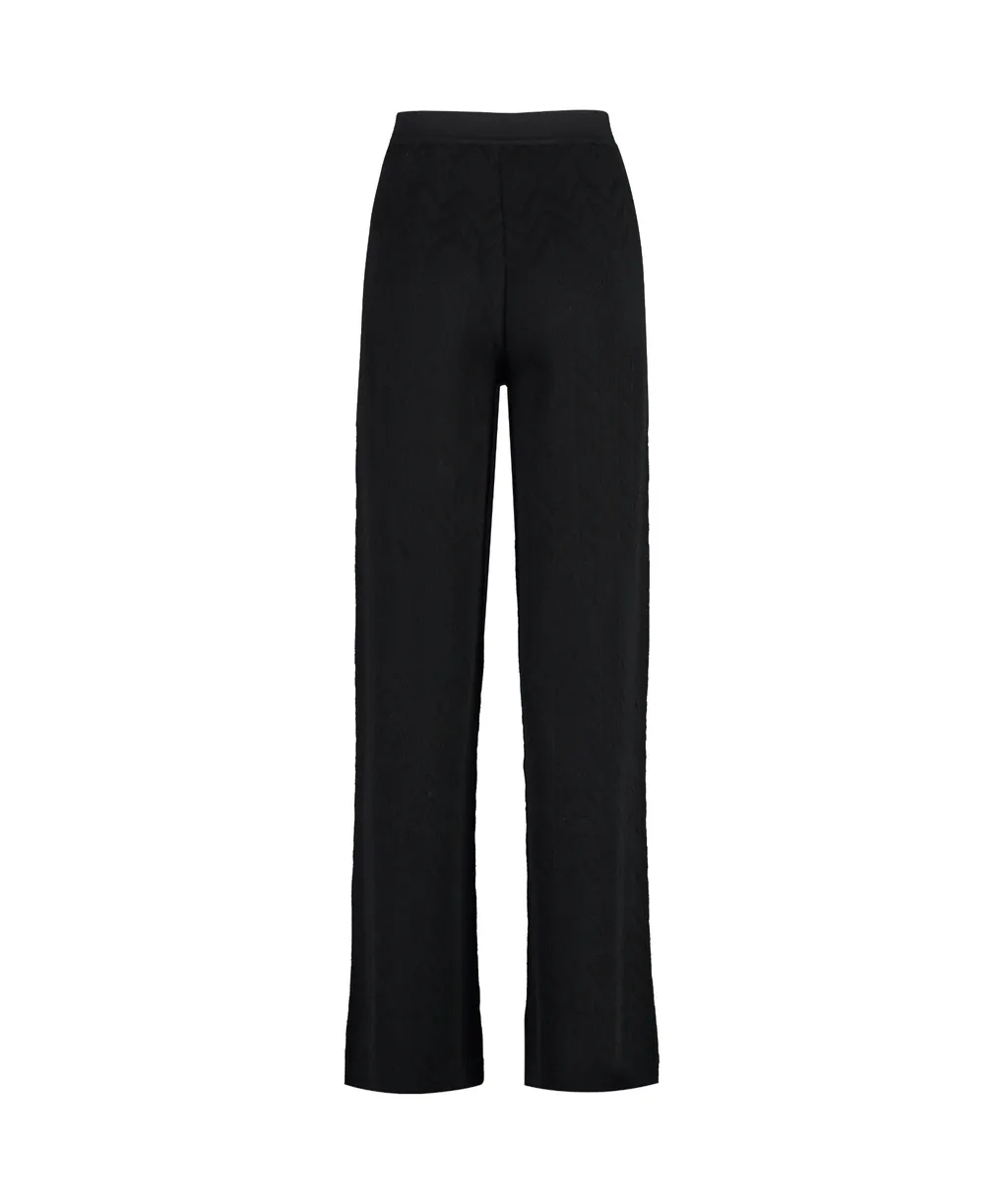 Zig-Zag Mid-Rise Straight-Leg Trousers