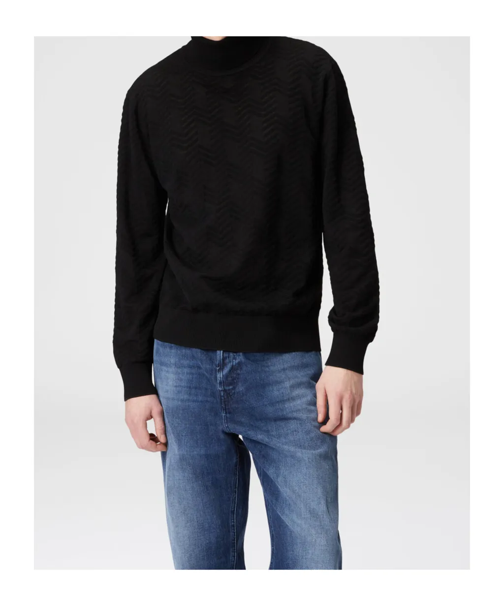 Tone-On-Tone Chevron Turtleneck Pullover