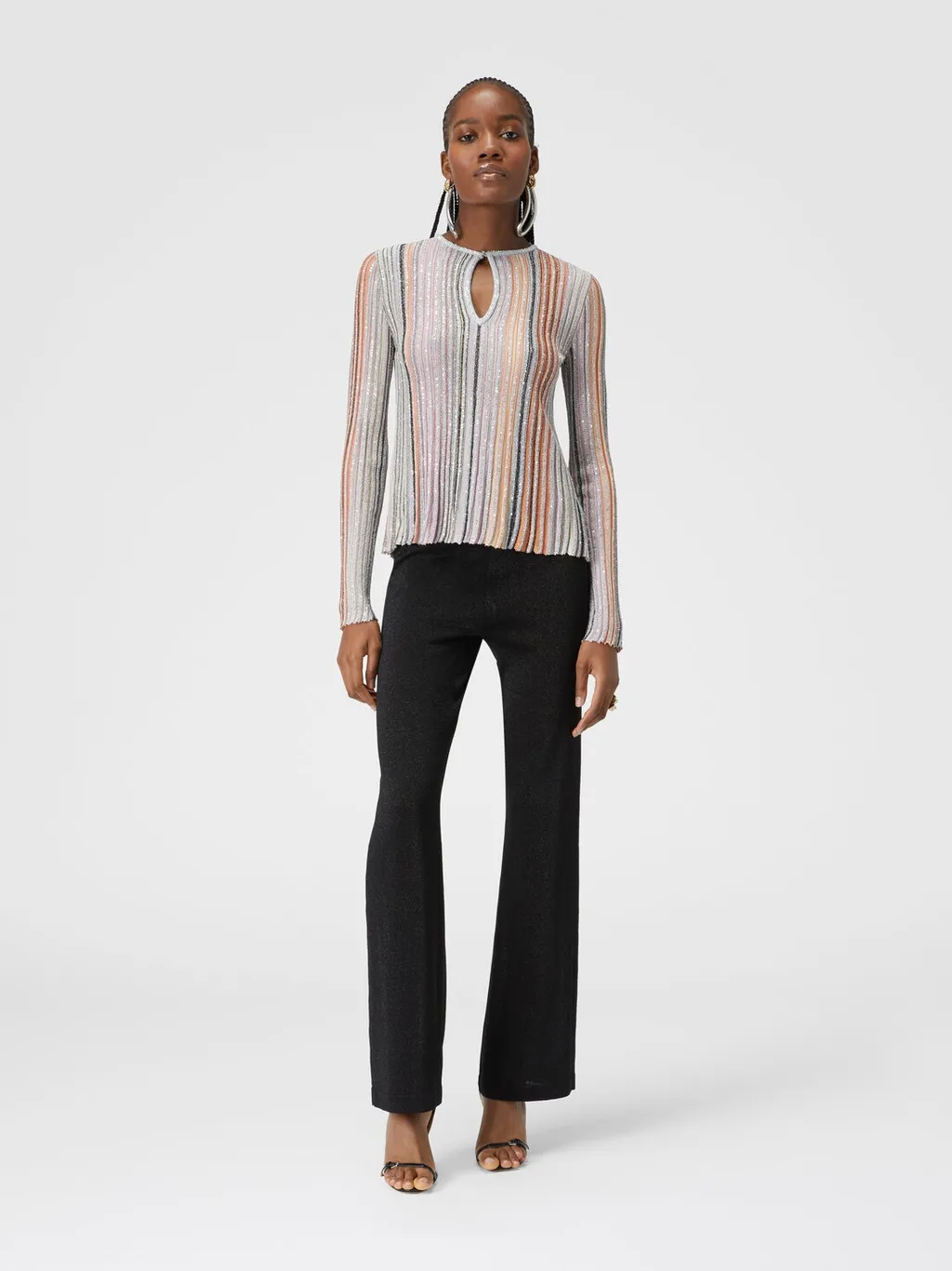 Glitter-Detail Straight Trousers