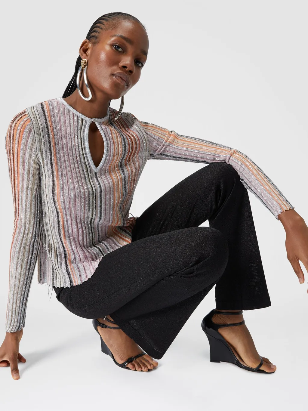 Glitter-Detail Straight Trousers