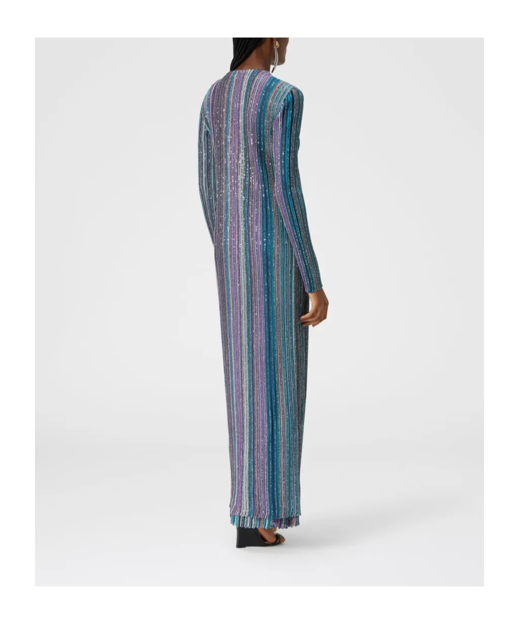 Sequinned Pleated Knit Long Cardigan