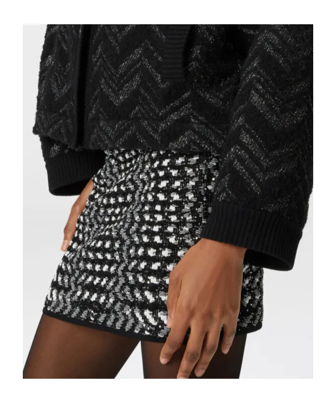 Embellished Zigzag Mini Skirt