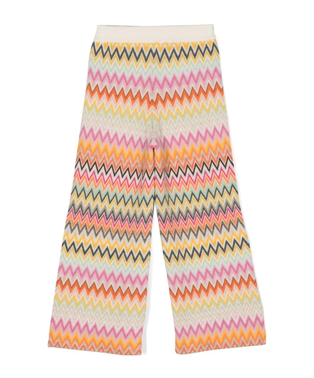 Zigzag-Woven Wide-Leg Trousers