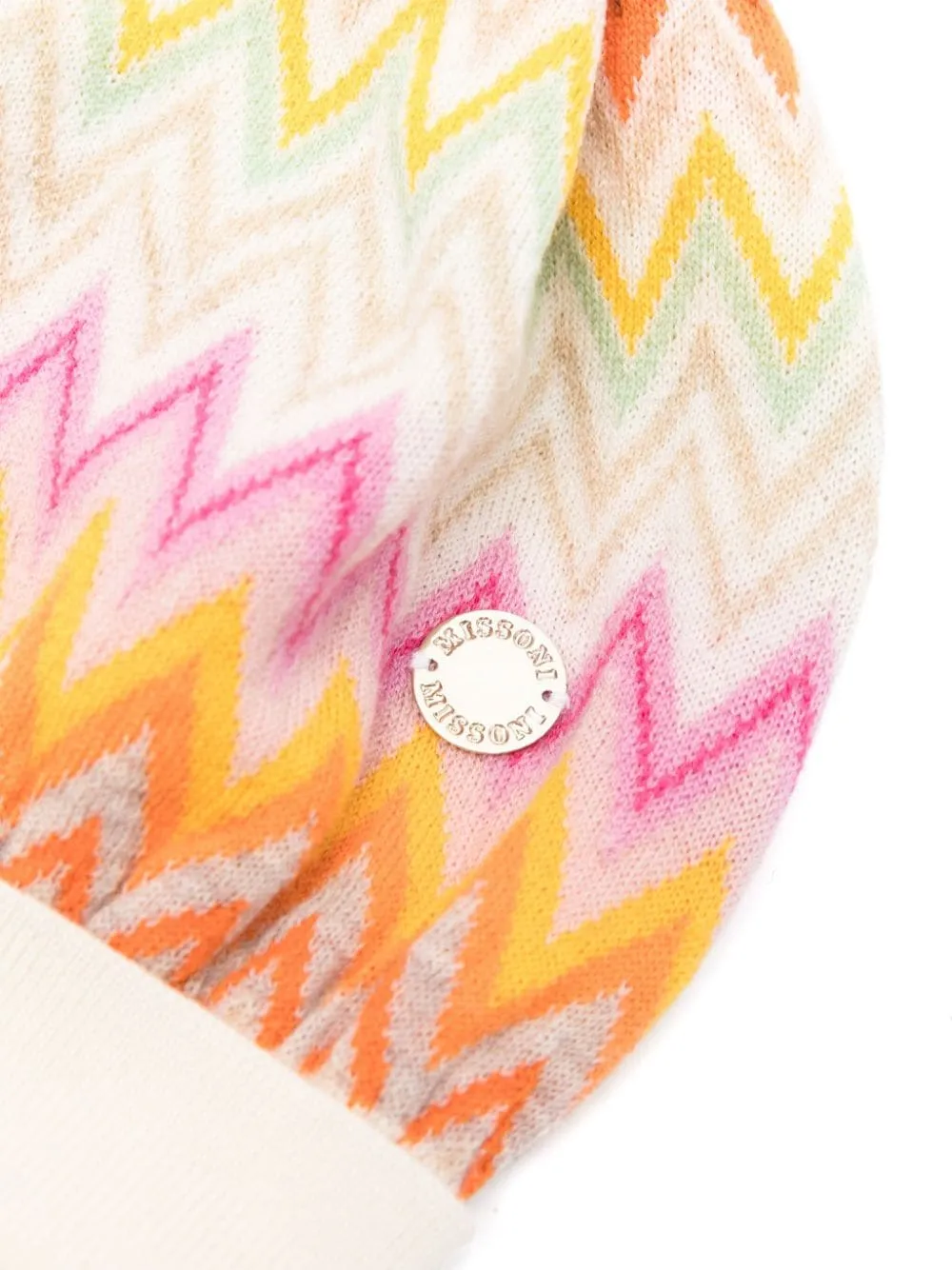 Zigzag Woven Pompom Detailed Beanie