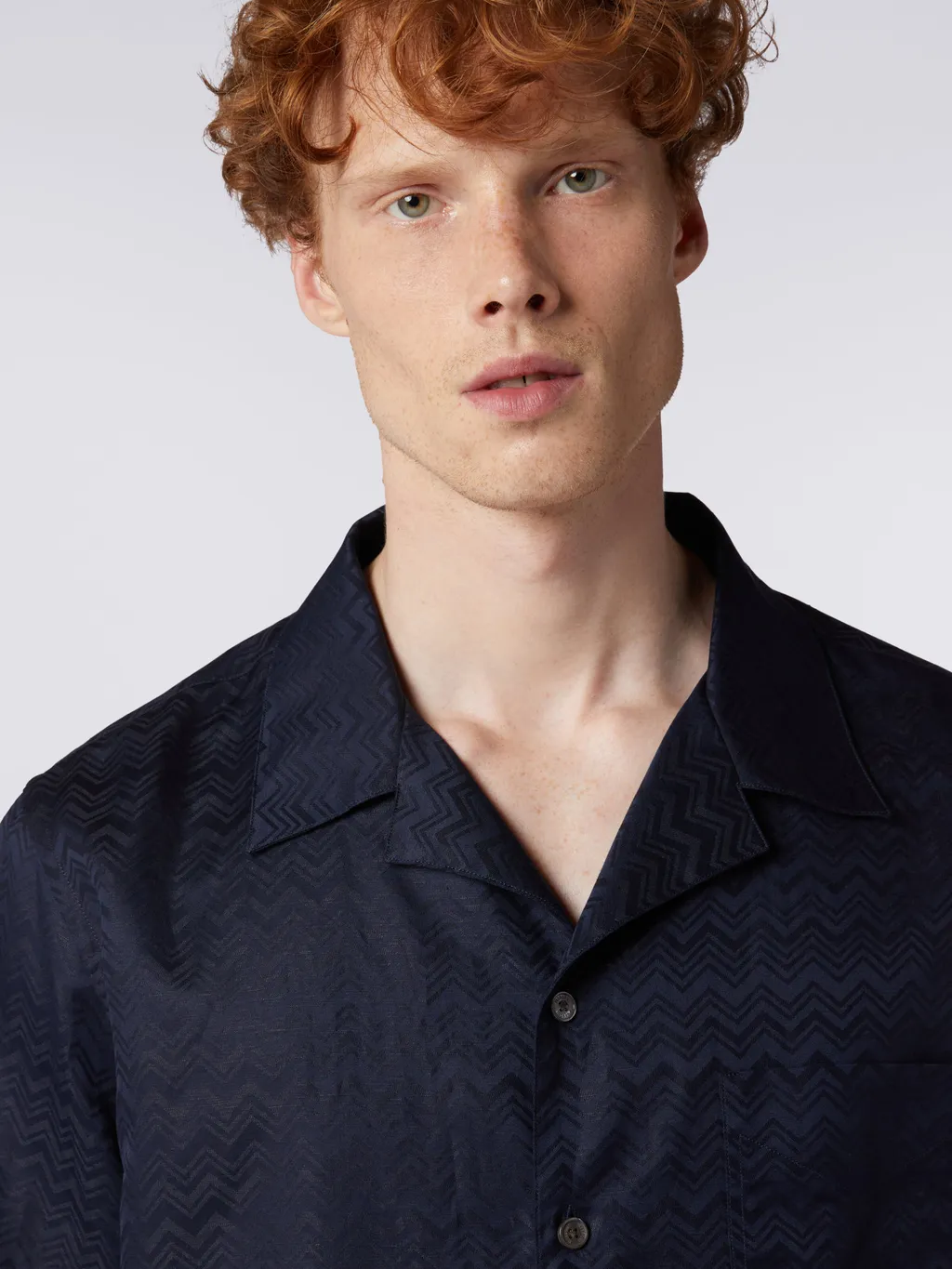 Chevron-Jacquard Short-Sleeve Shirt