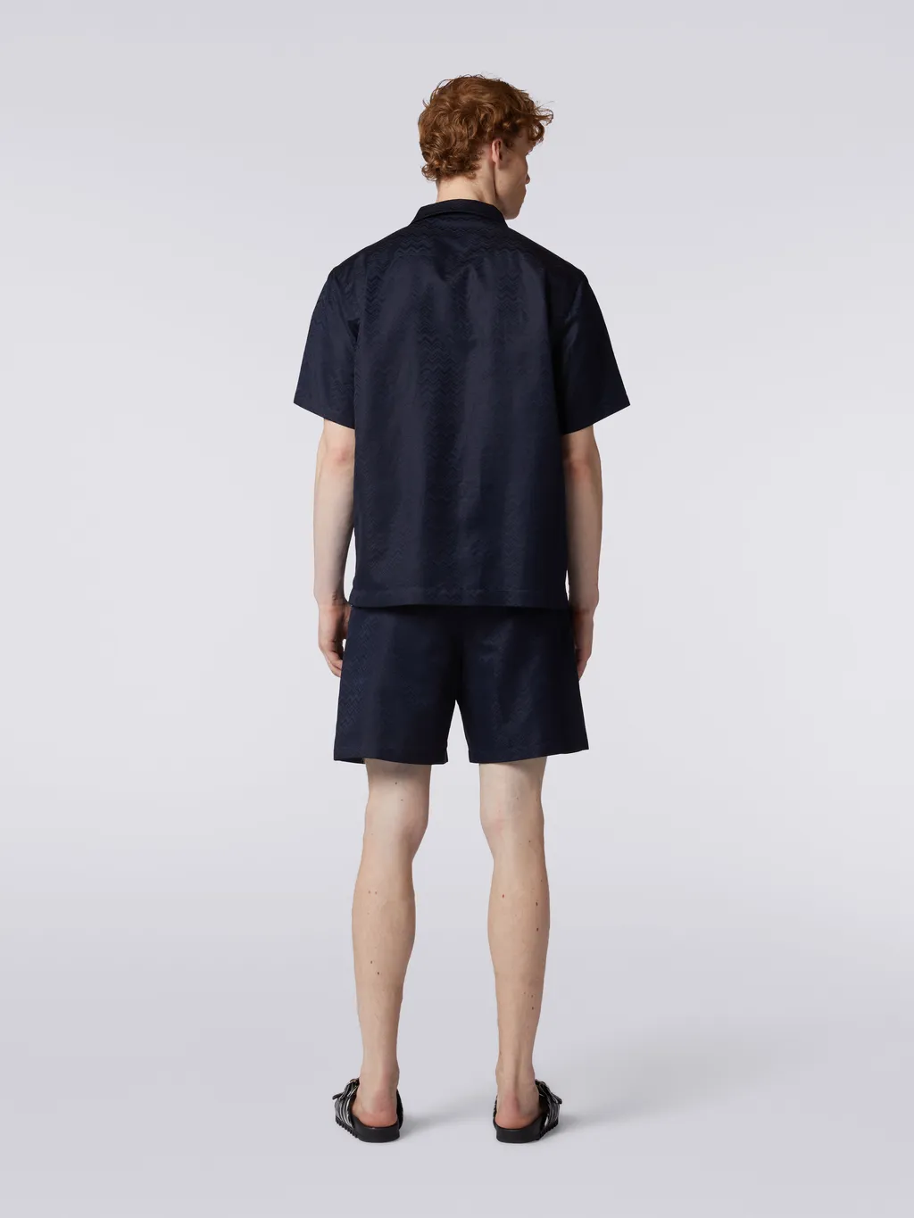 Chevron-Jacquard Short-Sleeve Shirt