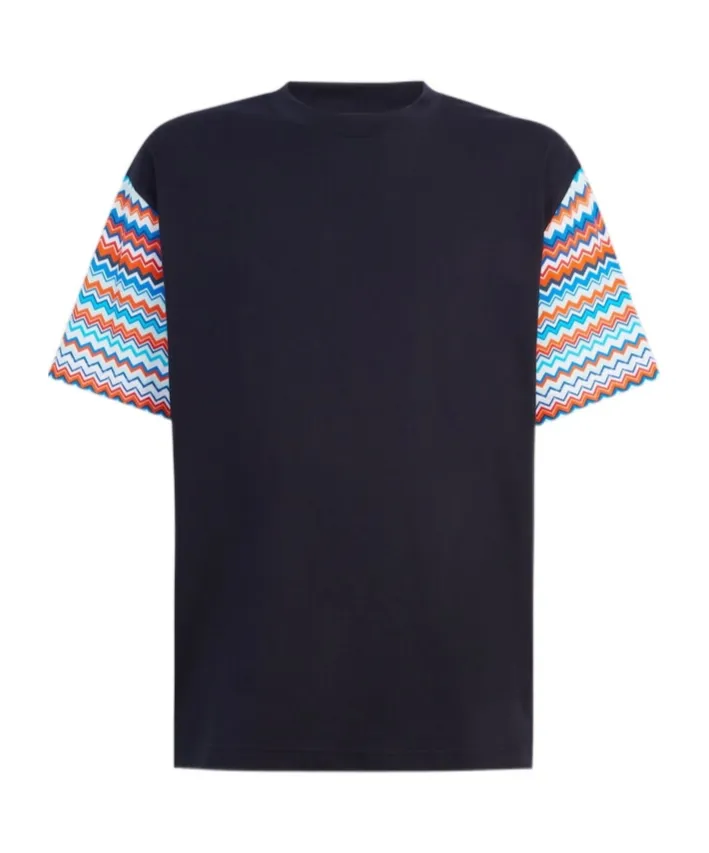 Zigzag-Sleeves Cotton T-Shirt