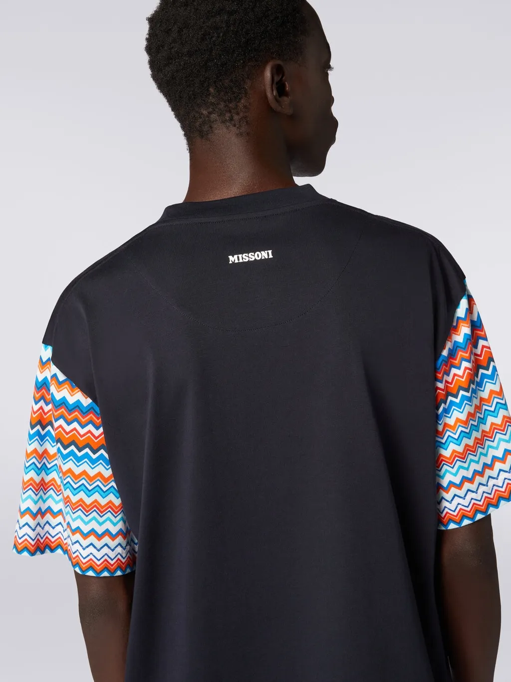 Zigzag-Sleeves Cotton T-Shirt