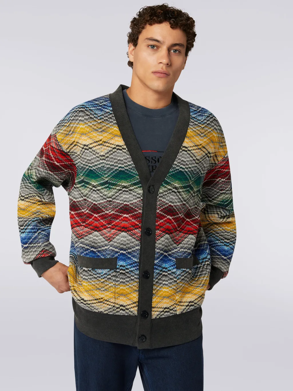 Zigzag V-Neck Cardigan