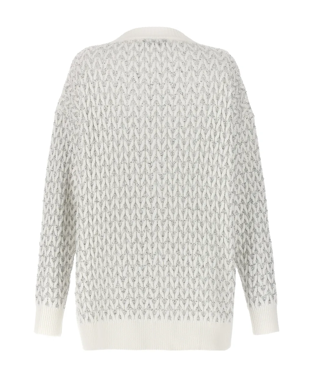 Sequin-Embellished Oversized Cardigan