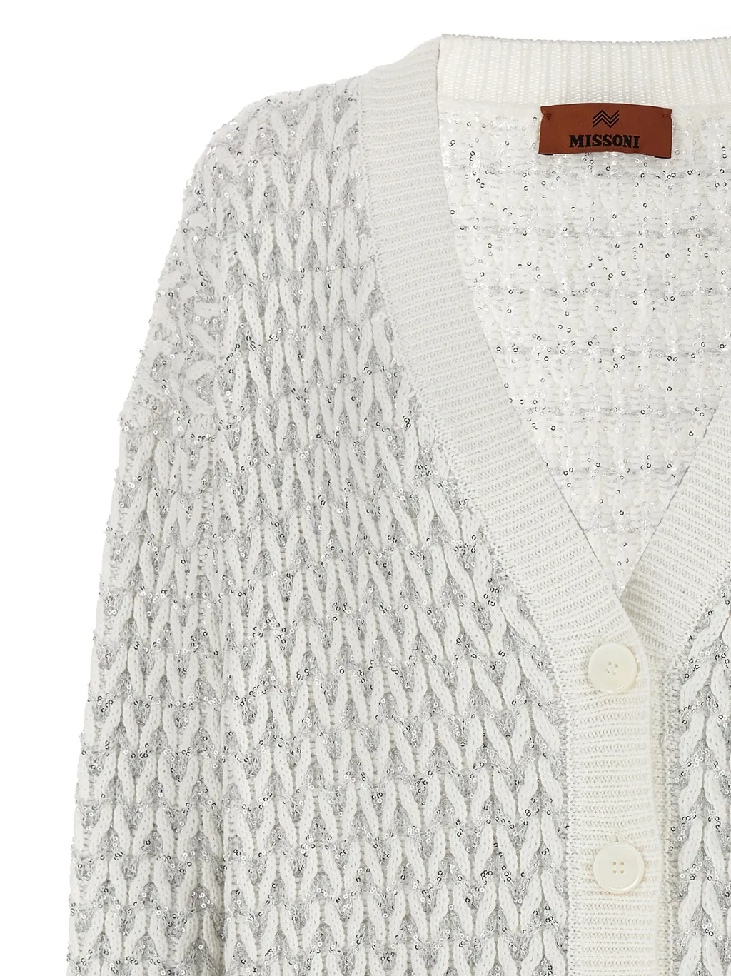 Sequin-Embellished Oversized Cardigan