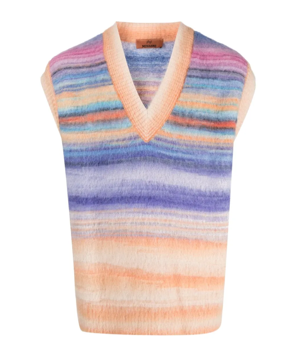 Striped Knit Vest Sweater