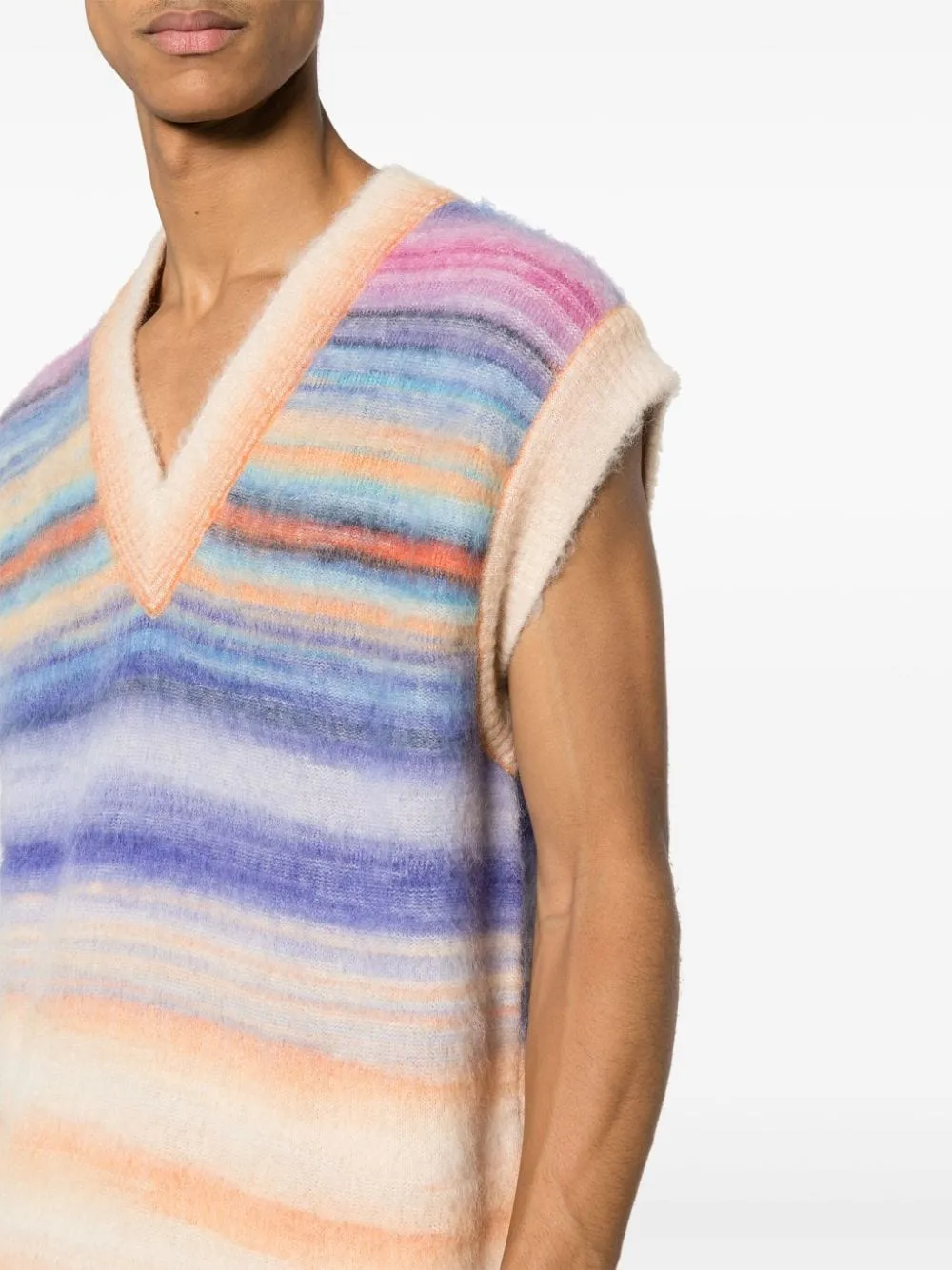 Striped Knit Vest Sweater