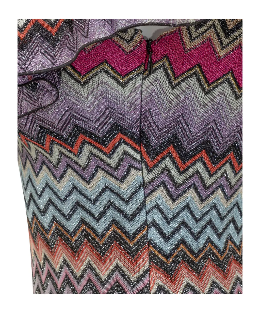 Zigzag Patterned One Sleeved Dress