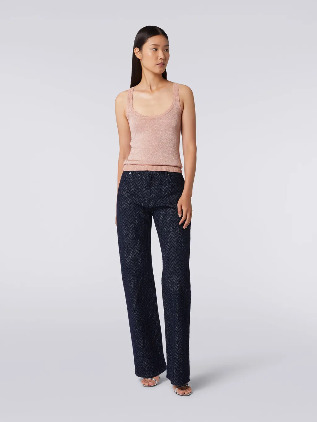 Sleeveless Knitted Lurex Tank Top