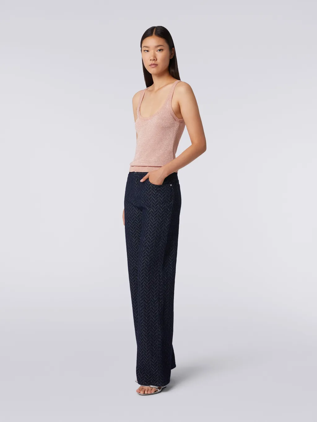 Sleeveless Knitted Lurex Tank Top