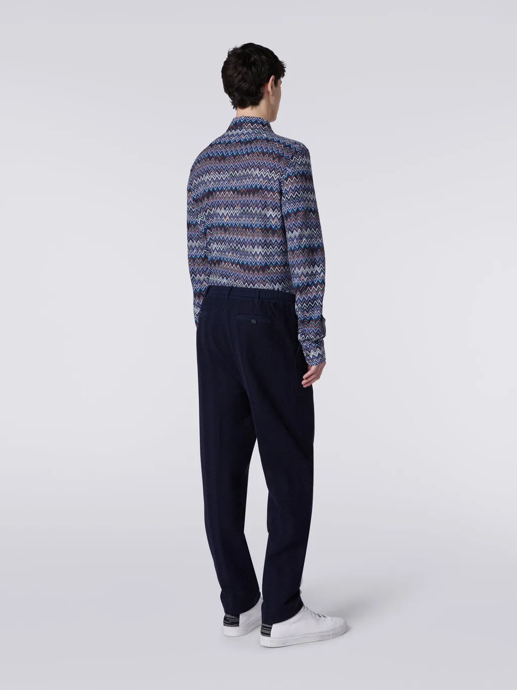 Chevron-Knit Straight-Leg Trousers