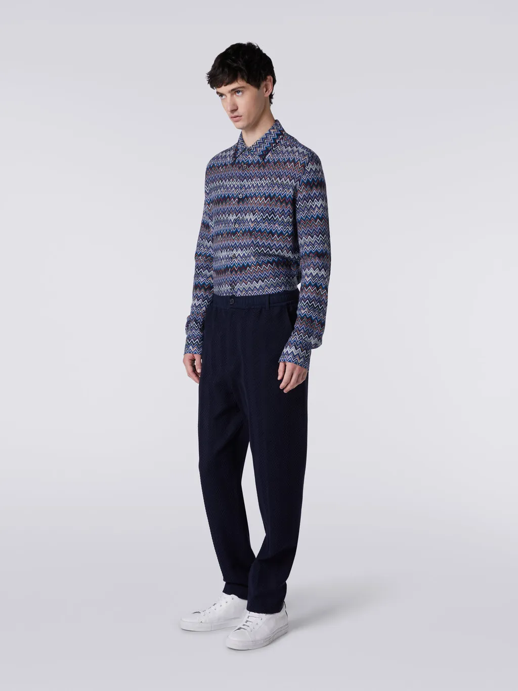 Chevron-Knit Straight-Leg Trousers