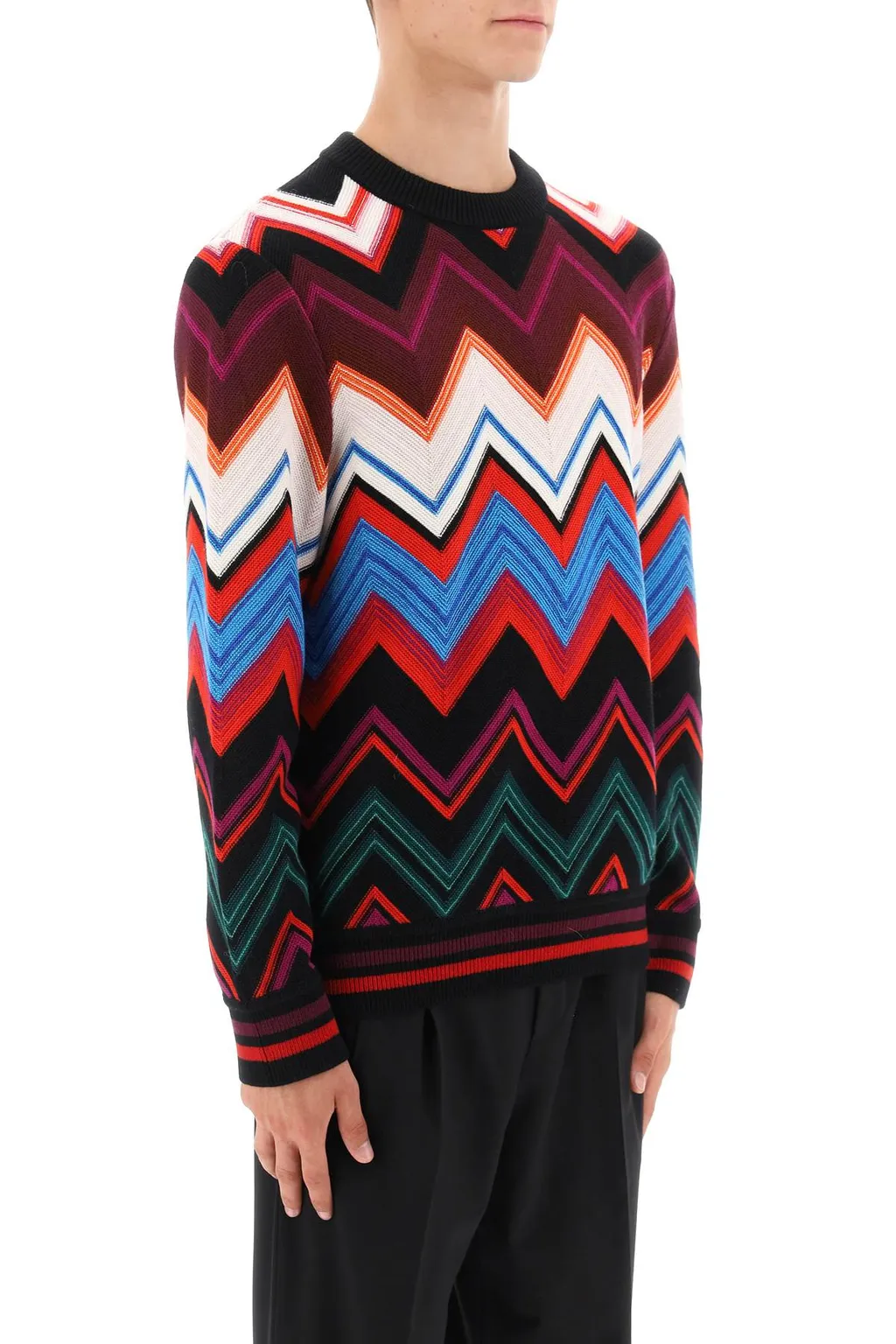 Zigzag Crewneck Knitted Jumper