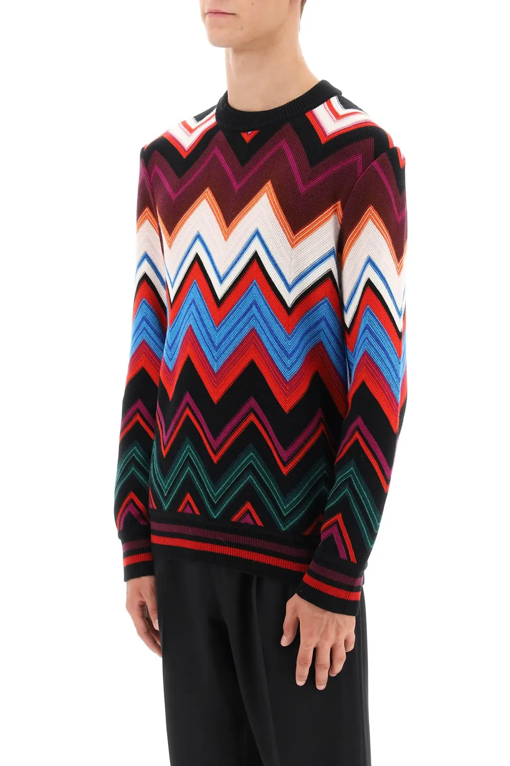 Zigzag Crewneck Knitted Jumper