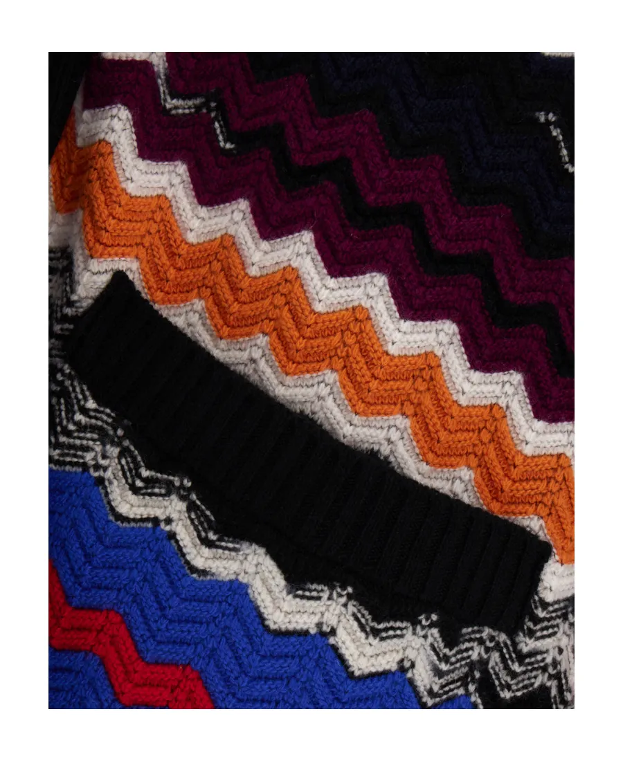 Zig-Zag Knitted Button-Up Cardigan