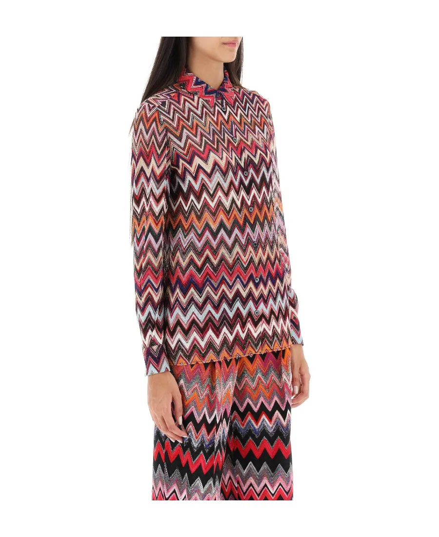 Zigzag-Pattern Long-Sleeved Shirt