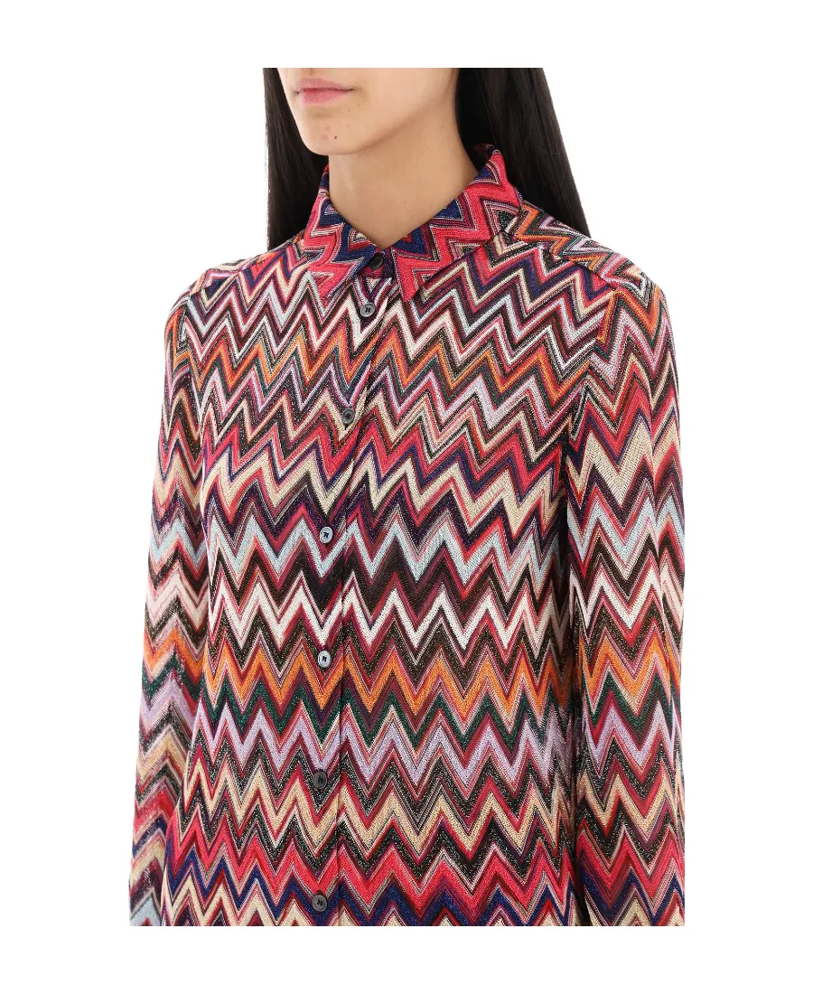 Zigzag-Pattern Long-Sleeved Shirt