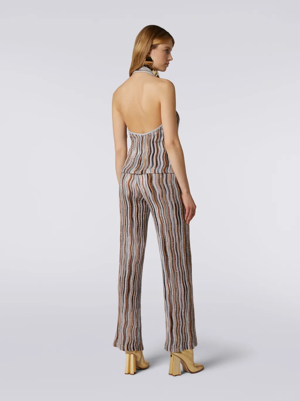 Zigzag Sequined Flared Trousers