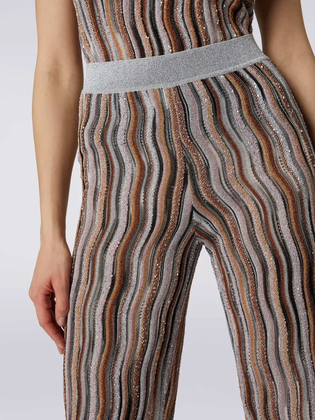 Zigzag Sequined Flared Trousers