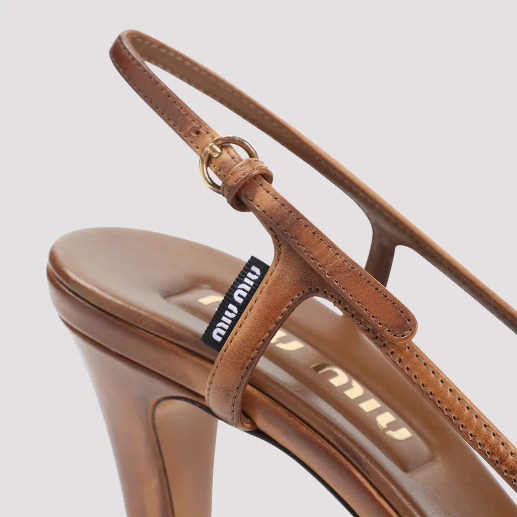 85Mm Sling-Back Leather Sandals