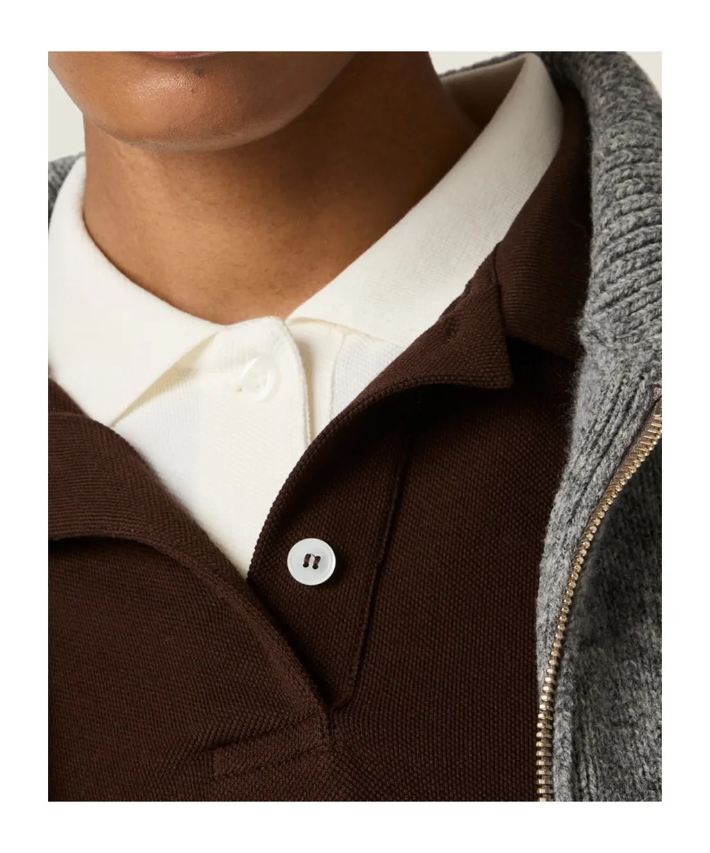 Shetland Wool And Cashmere Zipper Cardigan