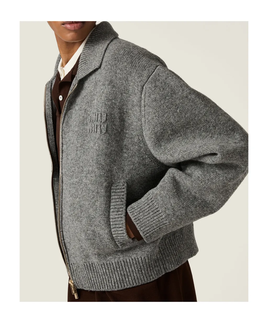 Shetland Wool And Cashmere Zipper Cardigan