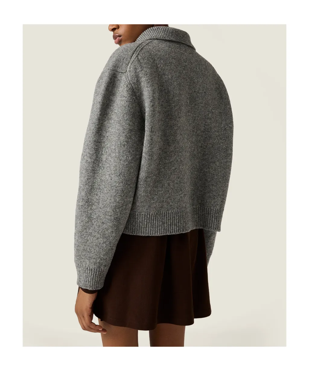 Shetland Wool And Cashmere Zipper Cardigan