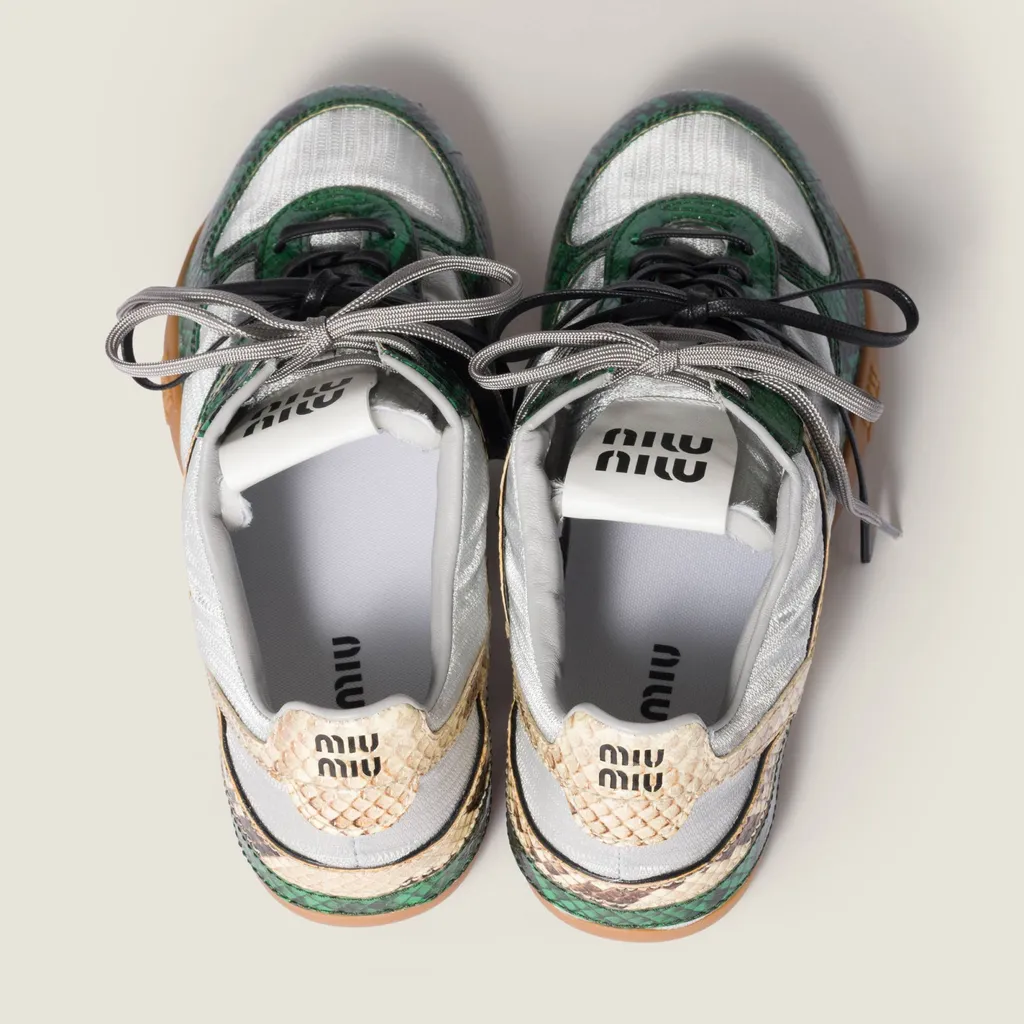 Gymnasium Technical Fabric And Python-Print Ayers Leather Sneakers