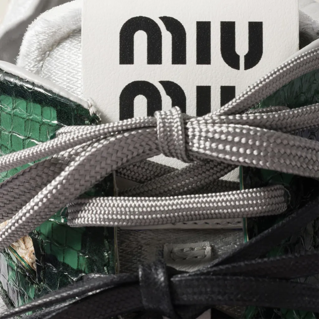 Gymnasium Technical Fabric And Python-Print Ayers Leather Sneakers