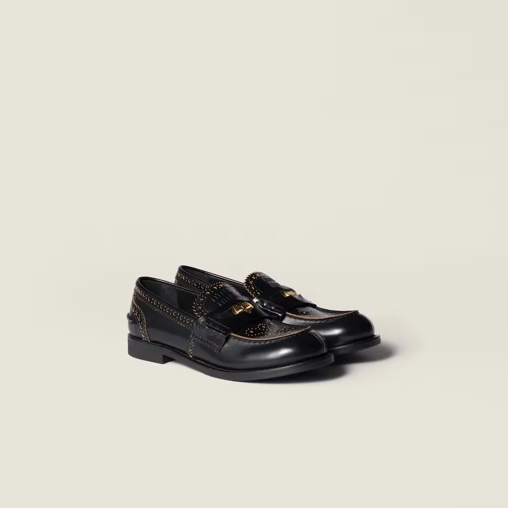 Perforated Coin-Detailed Loafers