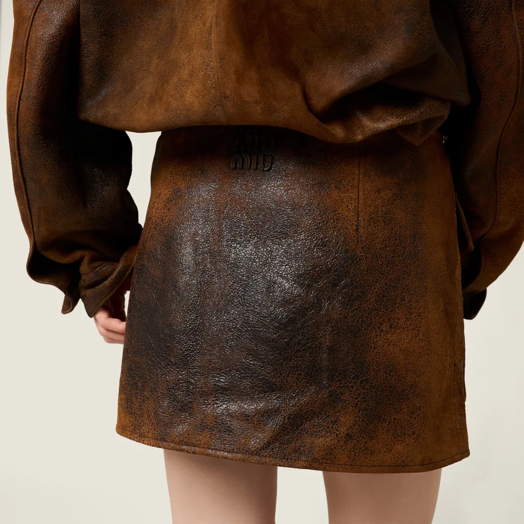 Waxed Suede Leather Mini-Skirt
