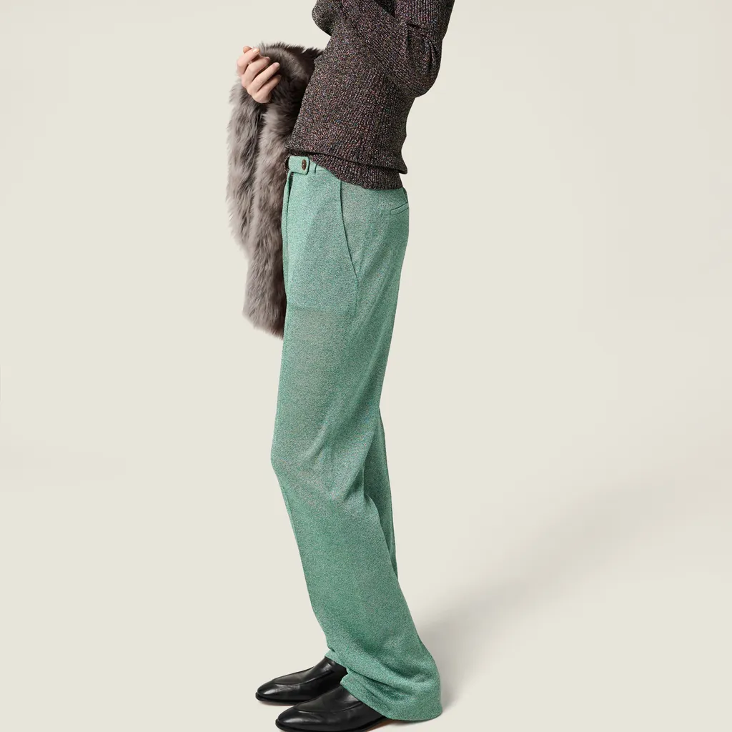 Straight-Leg Lurex Pants